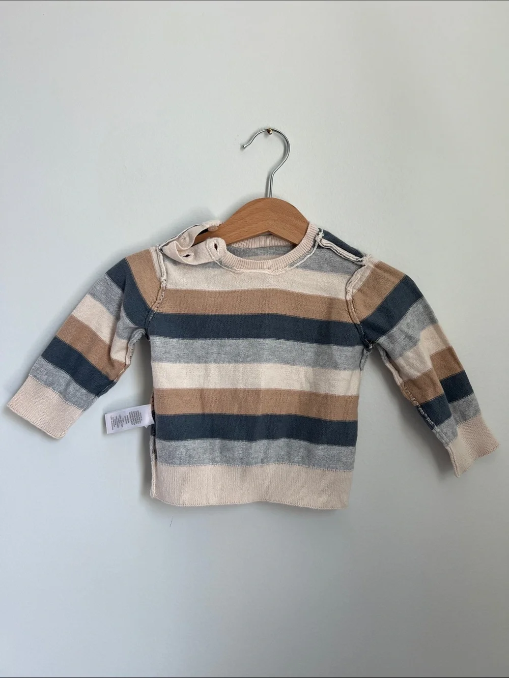 The Children's Place | Baby Striped Knit Sweater Beige, Navy & Gray Size 6-9 M